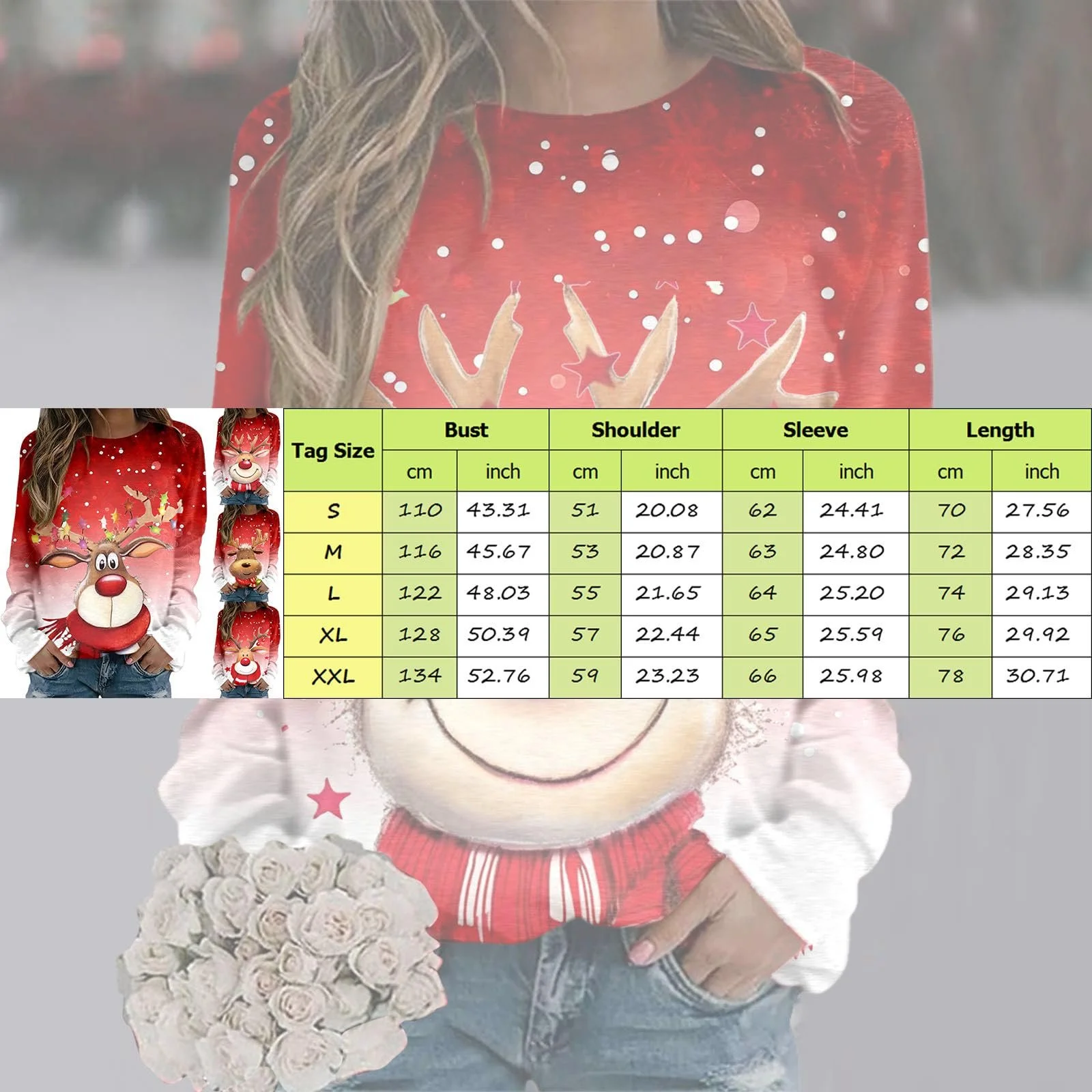 Женский Рождественский Свитер Gwnauz С Рождественским Принтом Оленя Больших Размеров Повседневный Хлопковый Зимний Свитер Рождественские Топы С Круглым Вырезом и Длинными Рукавами Рождественский Костюм, фото №4 Женский Рождественский Свитер Gwnauz С Рождественским Принтом Оленя Больших Размеров Повседневный Хлопковый Зимний Свитер Рождественские Топы С Круглым Вырезом и Длинными Рукавами Рождественский Костюм, фото №4