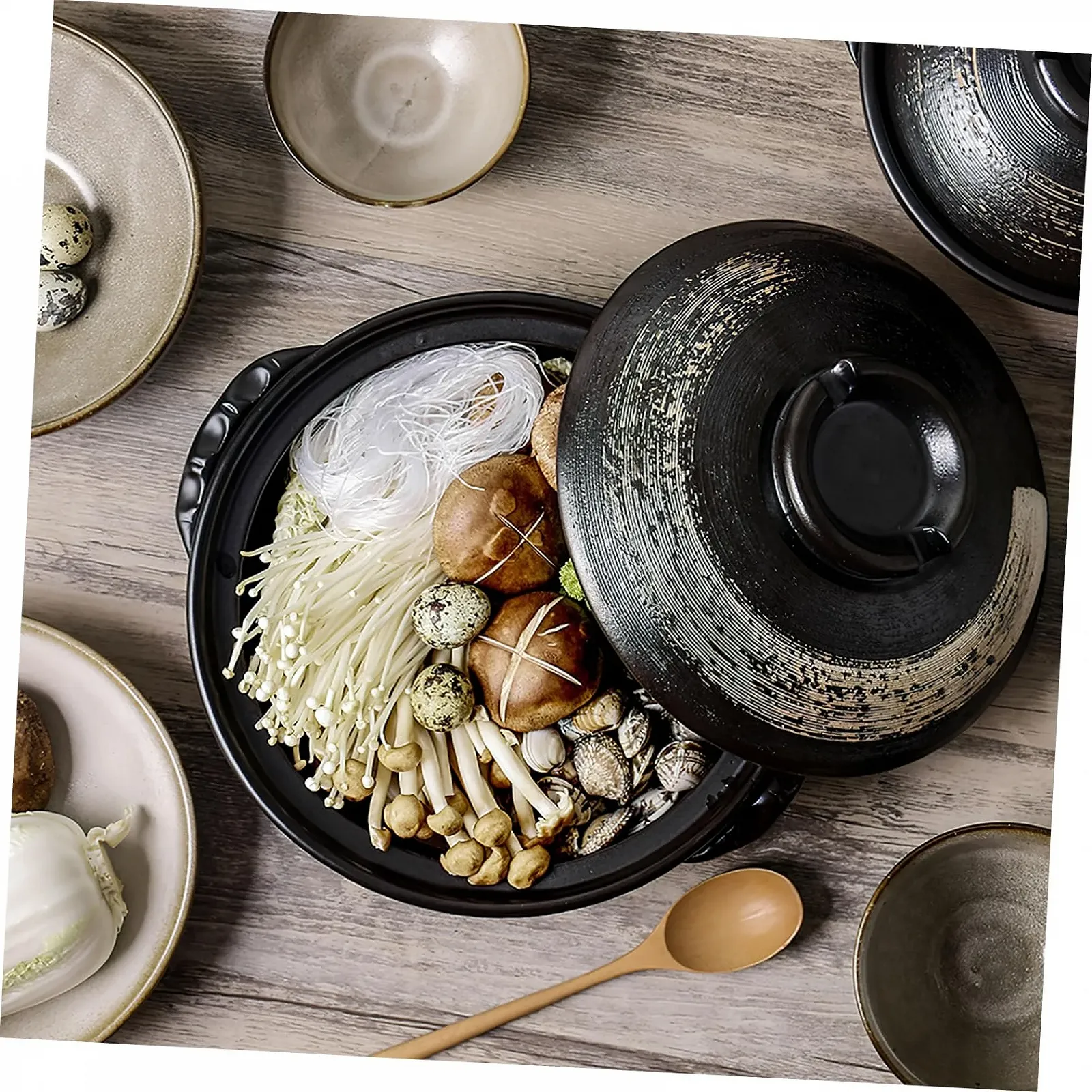 Кастрюля для тушения Gatuida Керамическая С крышкой Термостойкая Антипригарная 500 мл, фото №5