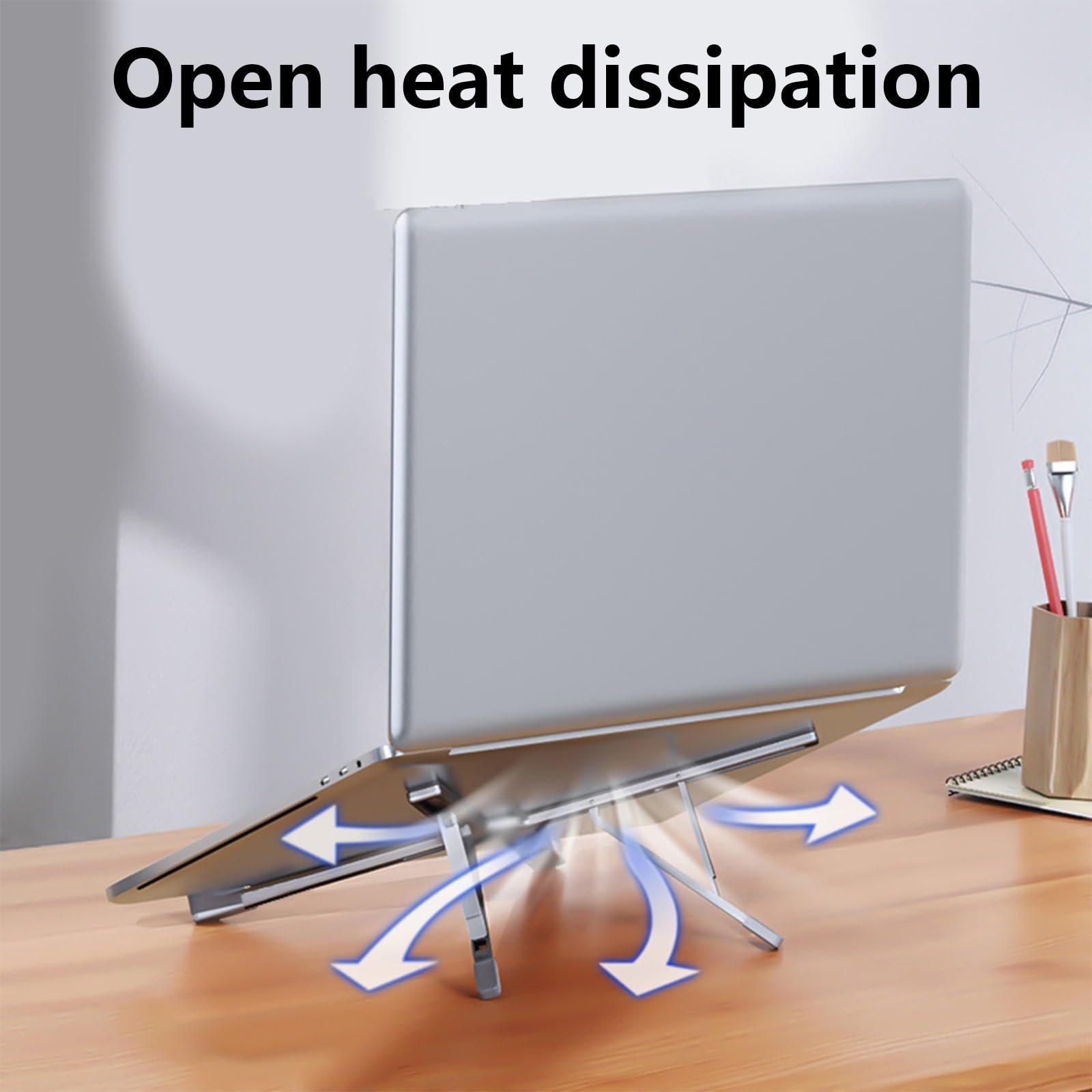 Подставка для ноутбука алюминиевая регулируемая эргономичная с охлаждением USB Type C PD100W адаптером, фото №4 Подставка для ноутбука алюминиевая регулируемая эргономичная с охлаждением USB Type C PD100W адаптером, фото №4