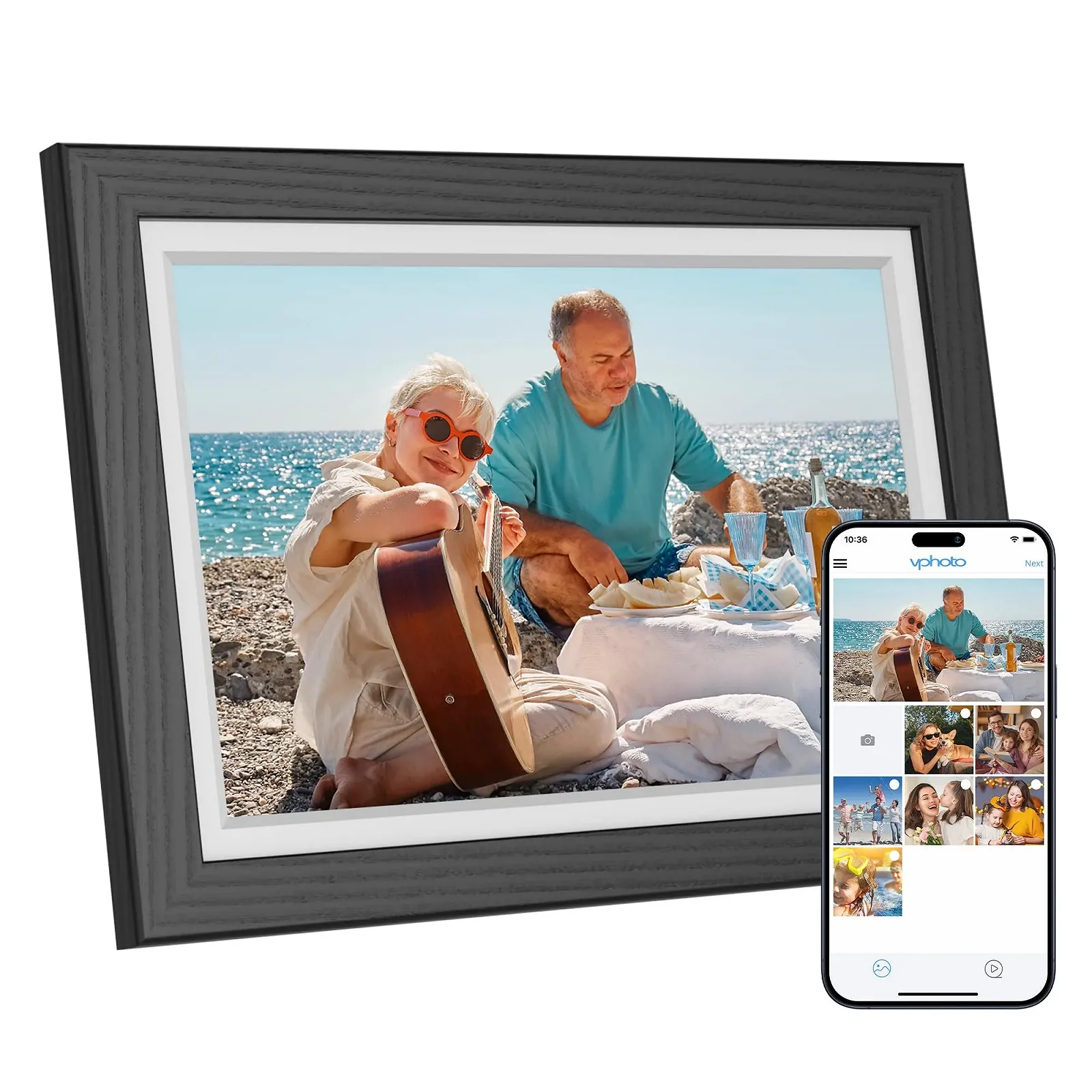 Цифровая фоторамка Dragon Touch 10.1 дюйма WiFi 32GB HD IPS Touch Черная, фото №1