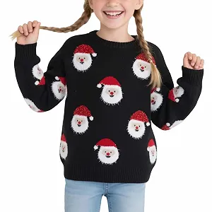Смешной рождественский джемпер для девочек, Рождественский детский свитшот, Смешной рождественский джемпер с рождественскими мотивами, Удобный рождественский костюм, Рождественский наряд для девочек-подростков - Фото 1