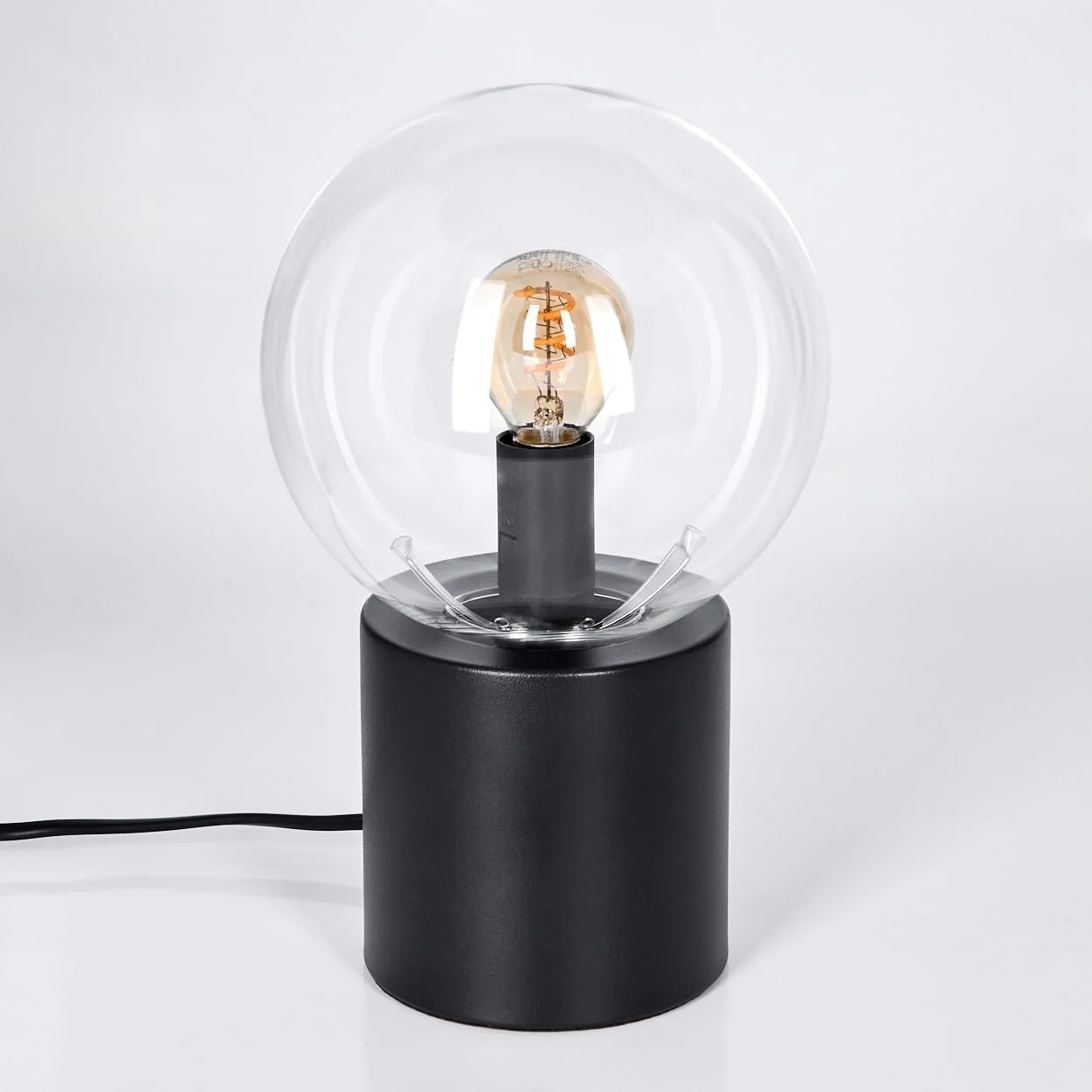 Настільна лампа HOFSTEIN Gastor Метал / Скло Сучасна Ретро/Вінтаж E14 Чорна/Прозора, фото №8
