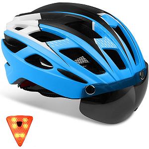 Шолом велосипедний KINGLEAD MTB з магнітним візором, регульований, легкий, з вбудованим світлодіодним заднім ліхтарем - Фото 1