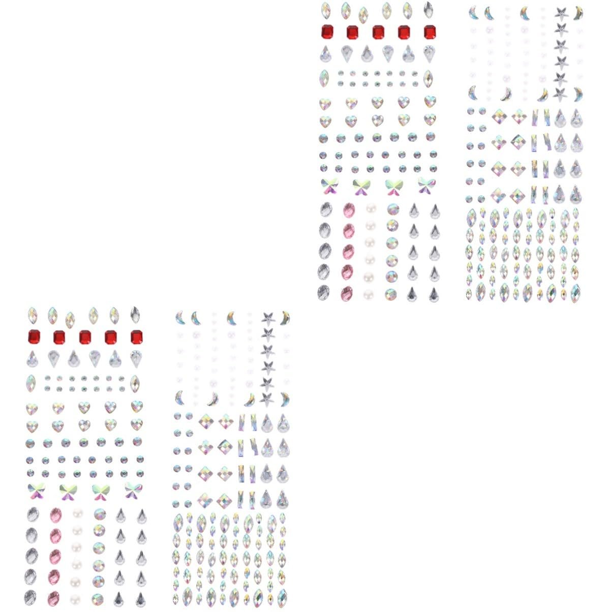 Наклейки Стразы для глаз FRCOLOR 12 листов, драгоценности для лица, наклейки для ногтей, драгоценности для тела, смола с клеевой вставкой, фото №1