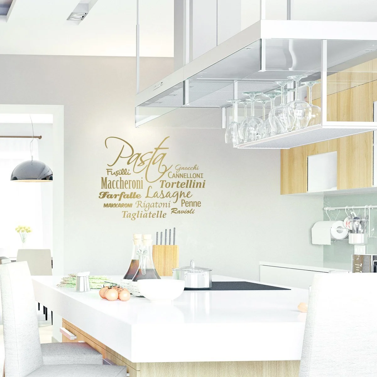 Наклейка на стену Wandkings Pasta with 12 types of noodle 50 x 37 см золотая, фото №2