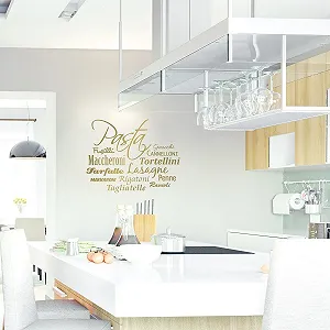 Наклейка на стіну Wandkings Pasta with 12 types of noodle 50 x 37 см золота synthetic.ua - Фото 1