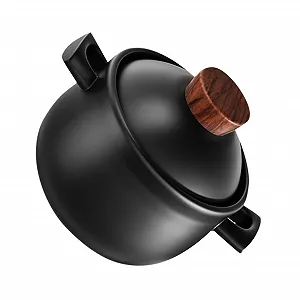 Керамическая кастрюля для тушения Luxshiny 1.8 л с крышкой термостойкая для газовой плиты - Фото 1