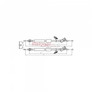 Трос стояночного тормоза METZGER 10.5371 задний для FORD - Фото 1