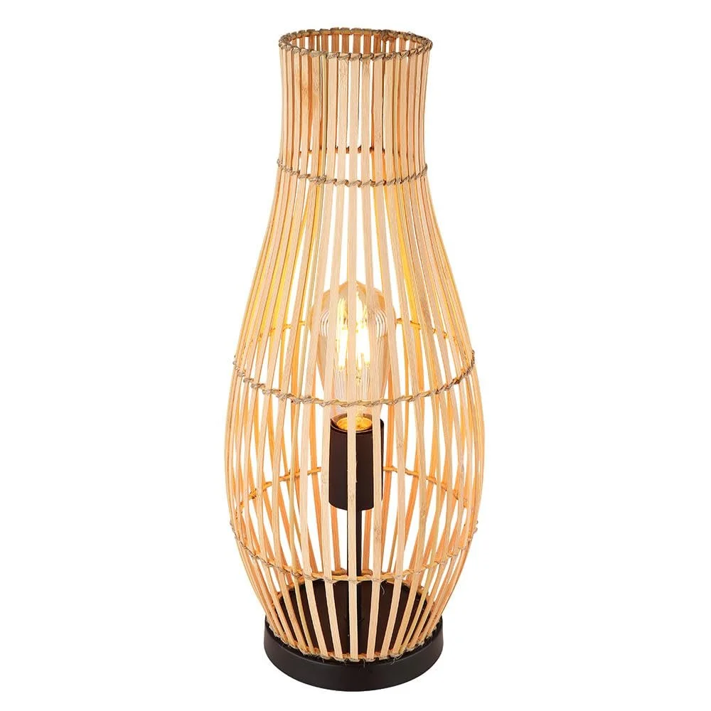 Настольная лампа GLOBO LED Bamboo плетеная бамбук Boho 7 Вт 19.5 x 47.5 см натуральная черная, фото №1