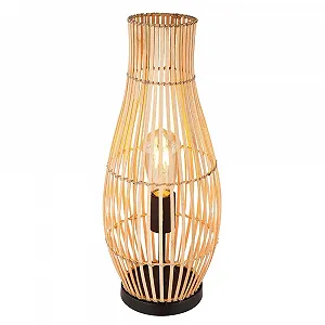 Настольная лампа GLOBO LED Bamboo плетеная бамбук Boho 7 Вт 19.5 x 47.5 см натуральная черная - Фото 1