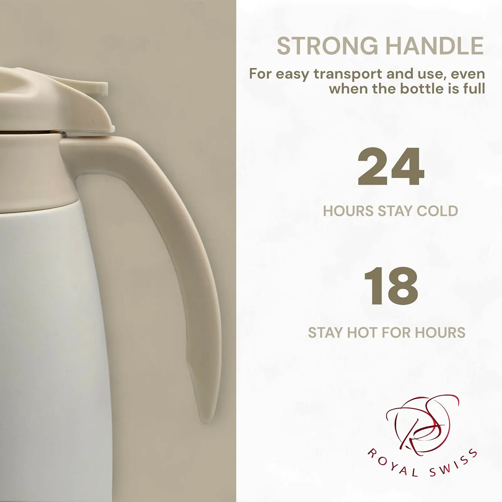 Термос-кавник Royal Swiss 2L з нержавіючої сталі з 24-годинною термоізоляцією для чаю та кави, фото №4