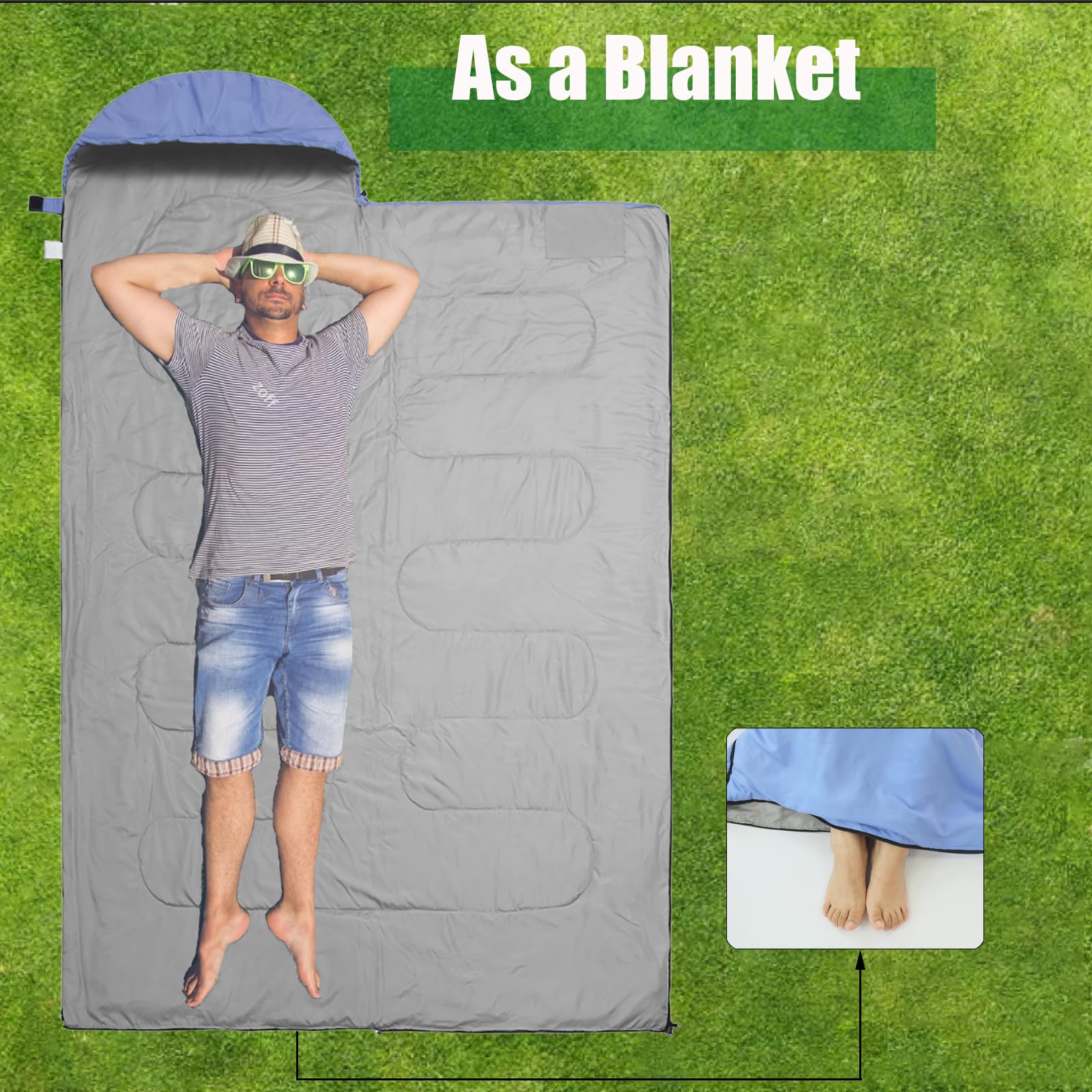 Мешок спальный Kelbel Blanket Small Pack Size 3 Seasons Ultralight Waterproof, фото №5