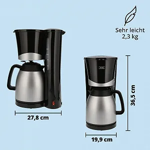 Кофеварка KHG TKA-101SS пластик/металл, с термосом 1 л, на 8 чашек, Постоянный фильтр, Черная/Серебристая synthetic.ua - Фото 1