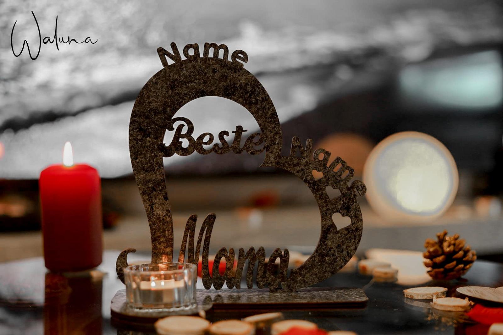 Тримач для чайного свічки Waluna® Best Mum Персоналізований з двома іменами Серце День матері День народження 12 кольорів, фото №4