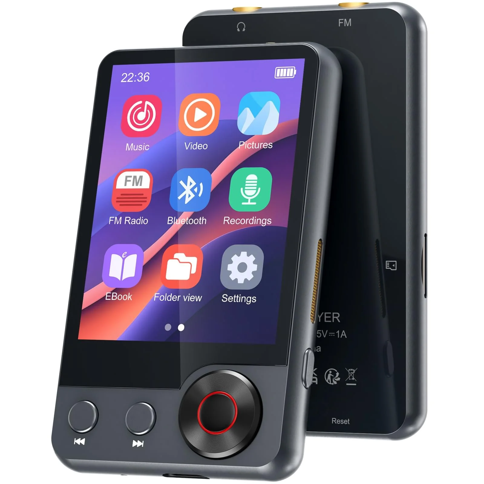MP3-плеер Oilsky A55 128GB Bluetooth 5.3 с сенсорным экраном 2,4 дюйма, динамиком, FM-радио, записью голоса и наушниками, фото №1