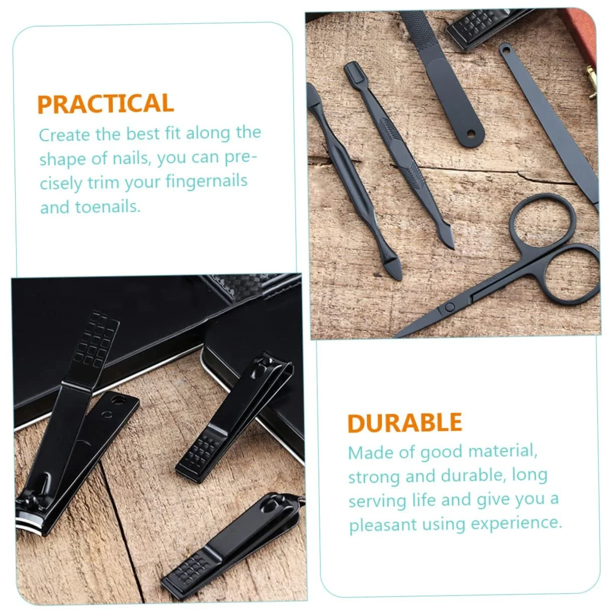 Набор кусачек для ногтей PACKOVE, нержавеющая сталь, черный, фото №4