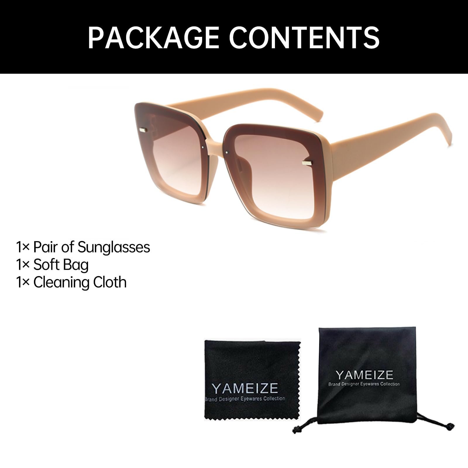 Квадратні великі сонцезахисні окуляри YAMEIZE для чоловіків і жінок, модні, фото №6 Квадратні великі сонцезахисні окуляри YAMEIZE для чоловіків і жінок, модні, фото №6