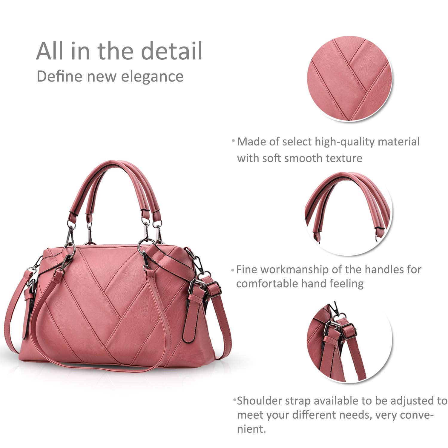 Сумка з ручками NICOLE & DORIS Сучасна Сумка, Сумка через плече, М'яка PU Шкіра, Елегантна Сумка в смужку, фото №6