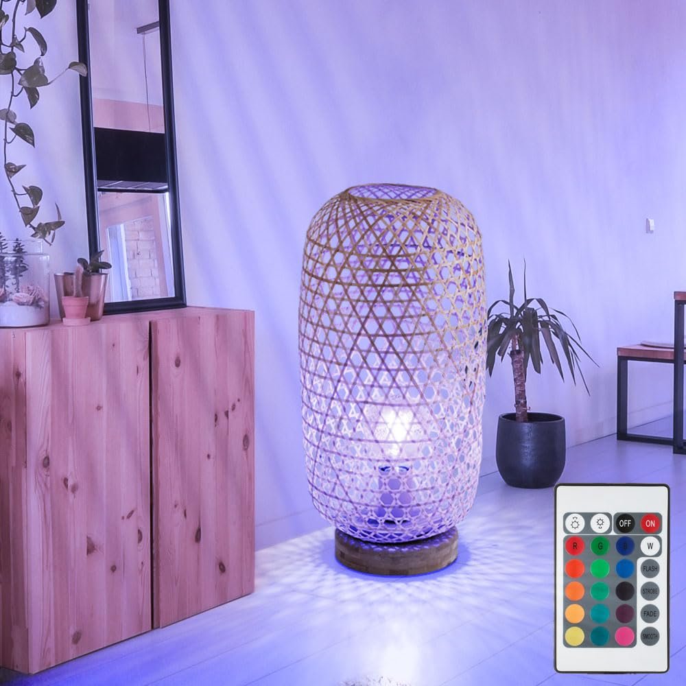 Настольная лампа Globo Bamboo Mesh Remote Control RGB LED 8.5 Вт 806 лм 22 x 46 см Natural, фото №2
