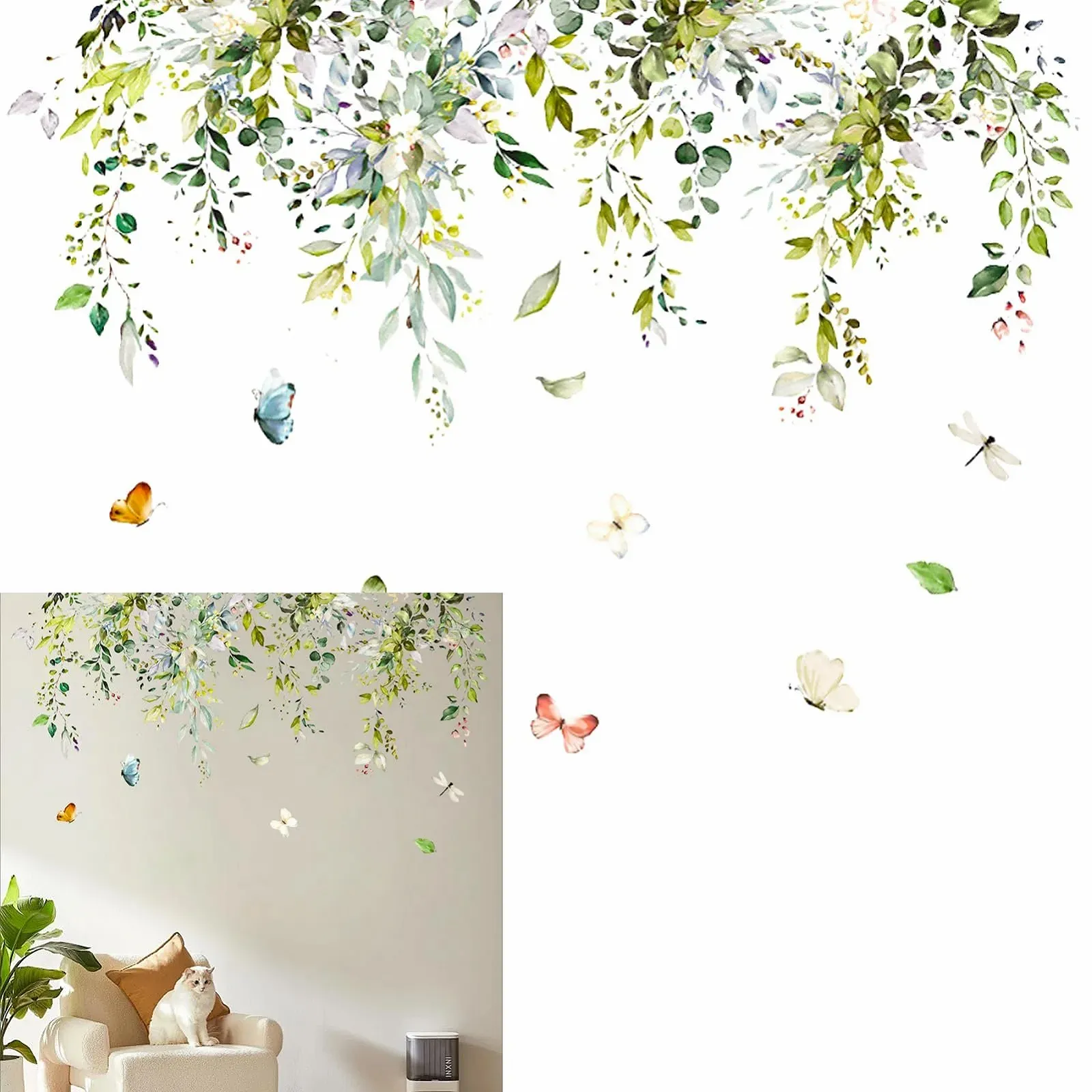 Наклейки на стіну Зелене листя рослин 2 шт. Зелені, фото №1