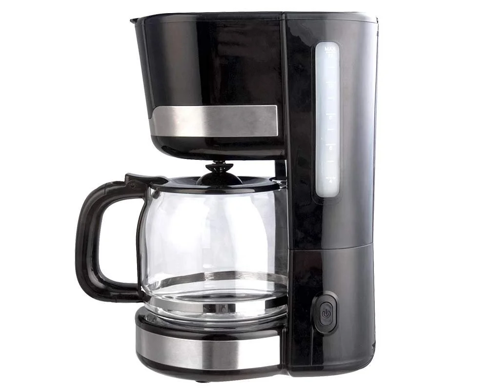 Капельная кофеварка Lenz 1.5 л с постоянным фильтром и мерной ложкой Черный/Нержавеющая сталь, фото №1