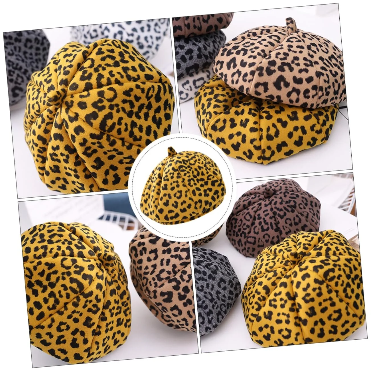 Берет OATIPHO з леопардовим принтом Жовтий, фото №3 Берет OATIPHO з леопардовим принтом Жовтий, фото №3