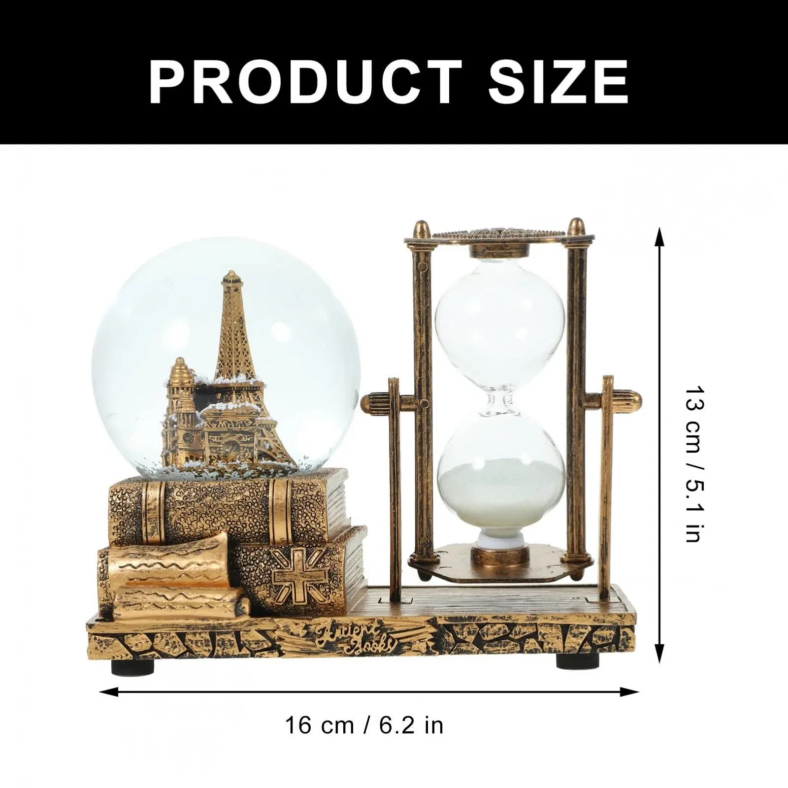 Пісочний годинник VICASKY з кришталевою кулею та музикою, прикраса для столу, смола, вінтажний стиль, фото №5