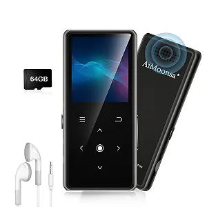 MP3 плеєр AiMoonsa 64GB Bluetooth 5.2, HD динамік, FM-радіо, диктофон, HiFi звук, функція електронної книги, навушники в комплекті - Фото 1