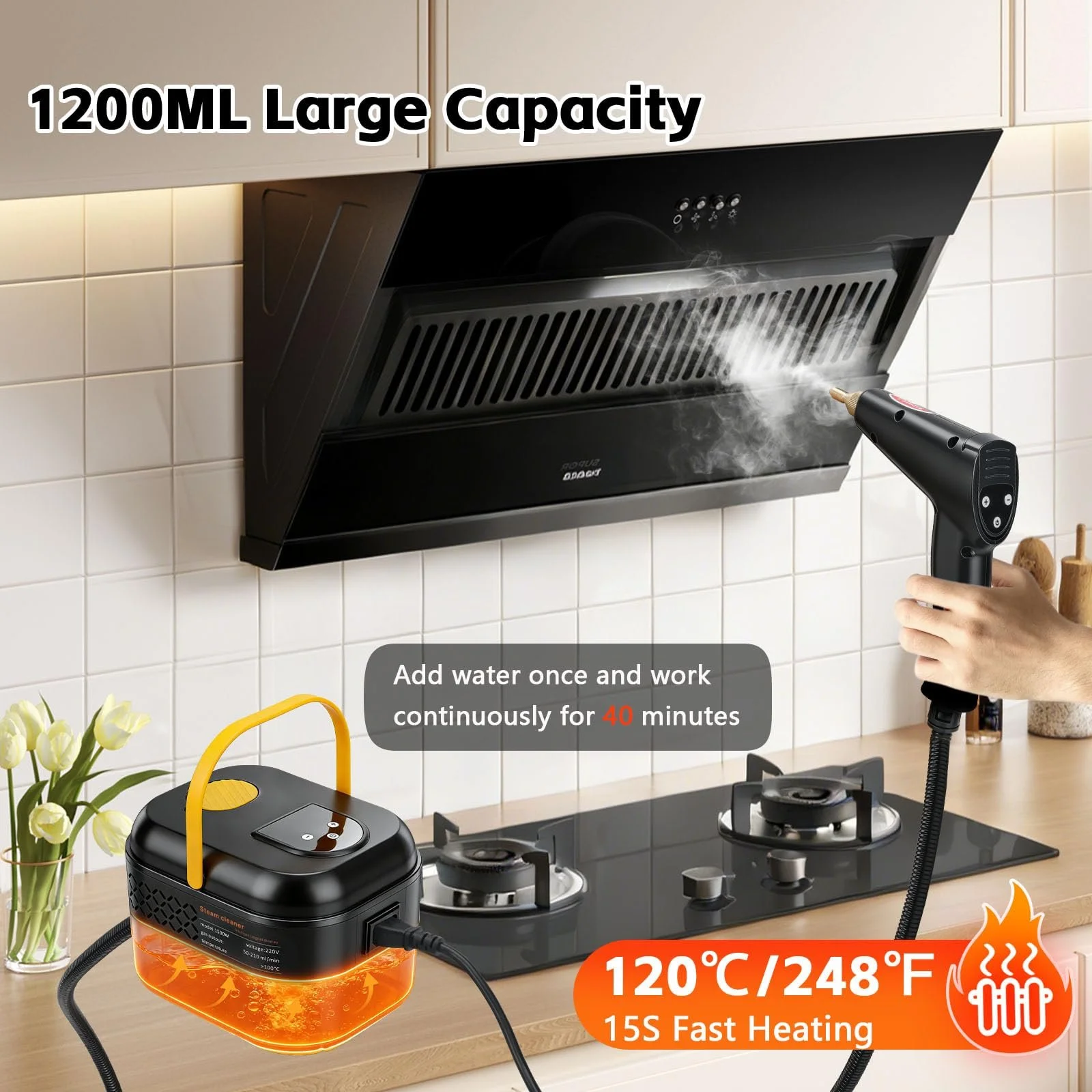 Пароочисник ручний високого тиску 2500 Вт 1200 мл, фото №3 Пароочисник ручний високого тиску 2500 Вт 1200 мл, фото №3