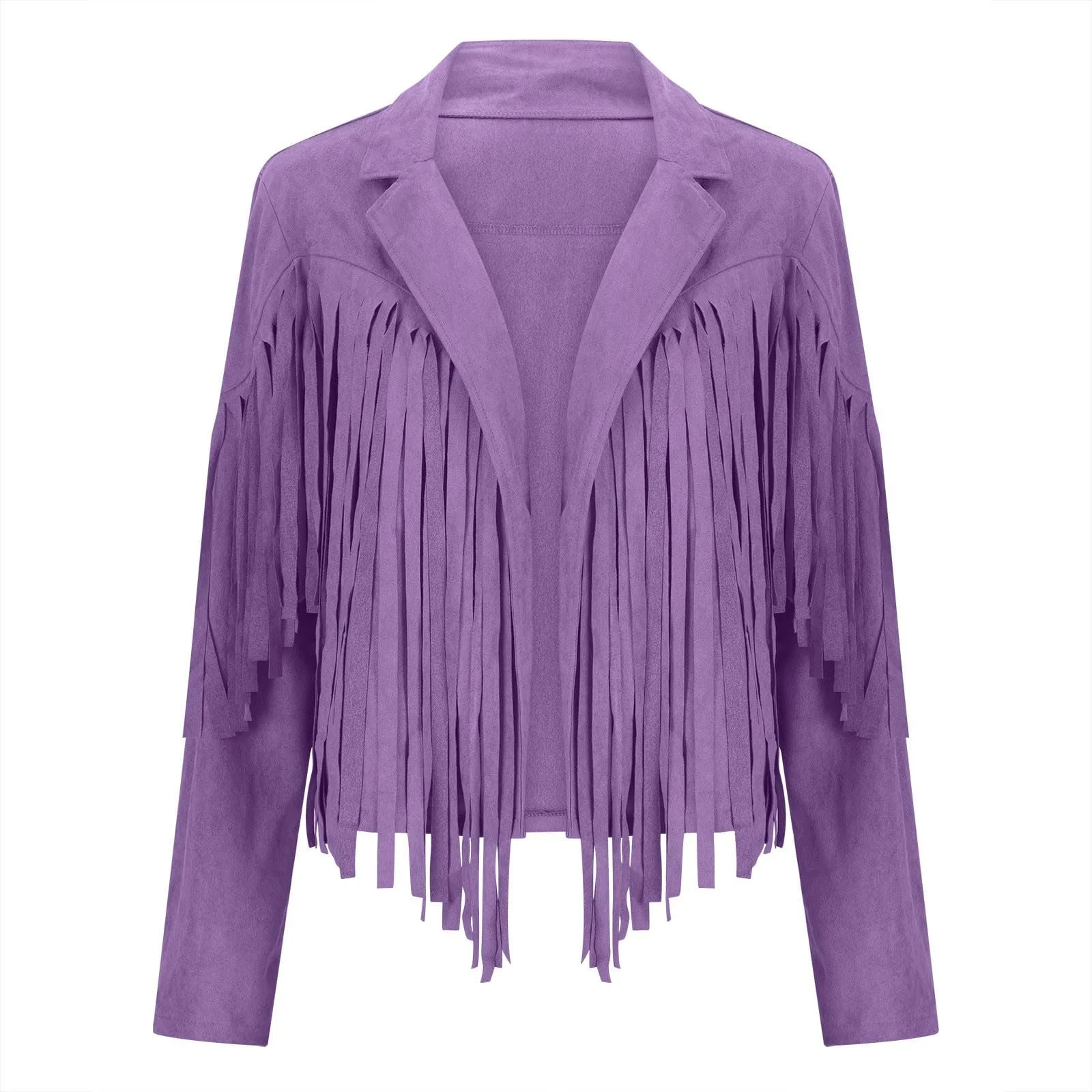 Жіночий кардиган із штучної замші з довгими рукавами та китицями, повсякденний, з відкладним коміром, фото №7 Жіночий кардиган із штучної замші з довгими рукавами та китицями, повсякденний, з відкладним коміром, фото №7