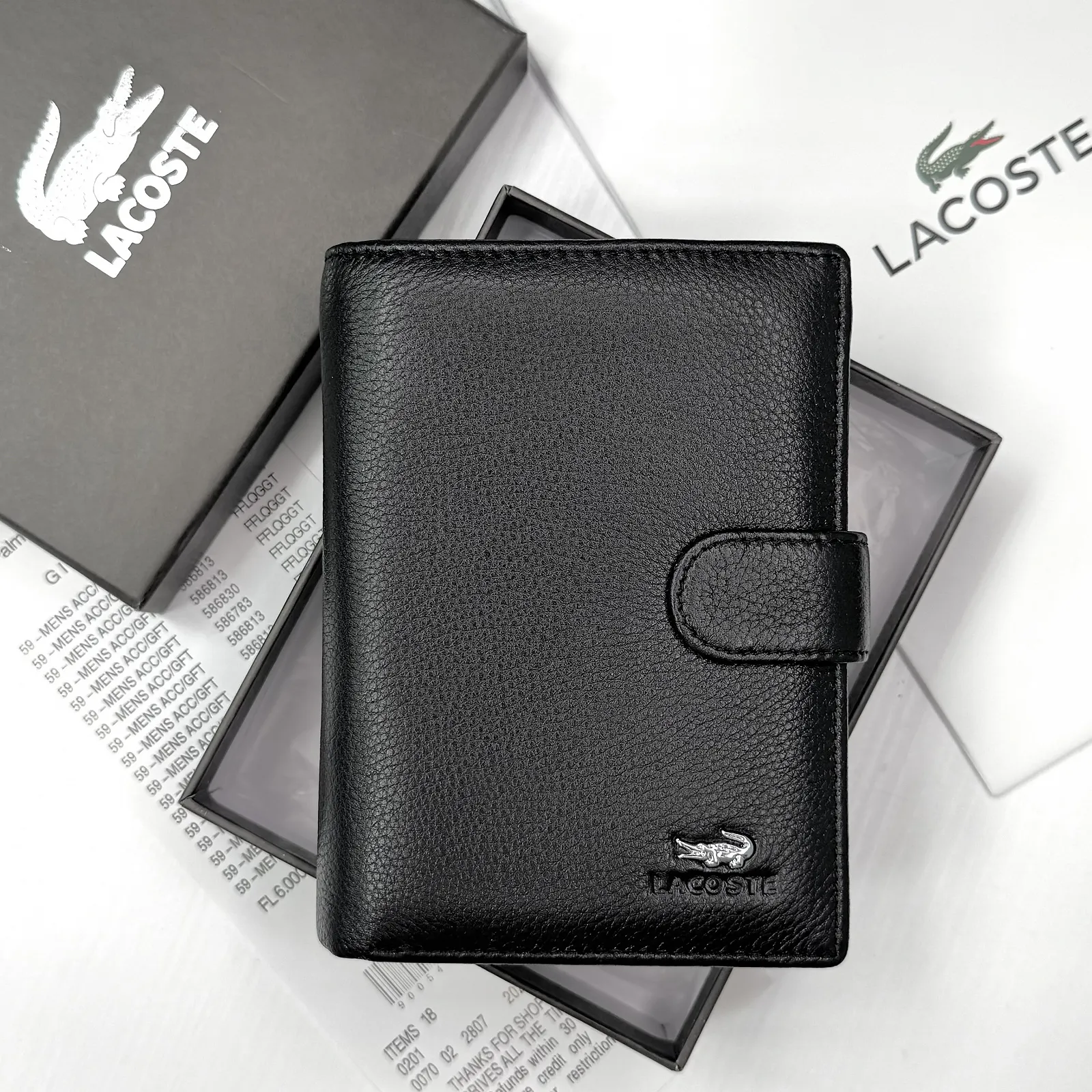 Мужское портмоне вертикальное кожаное Lacoste, фото №1