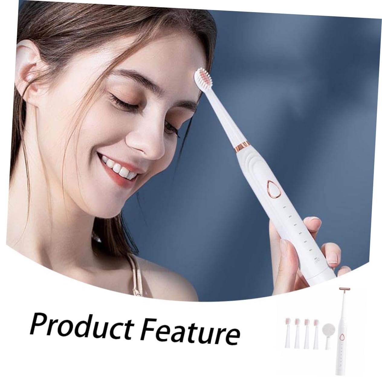 Звукова електрична зубна щітка VALICLUD 3 в 1 акумуляторна White, фото №5