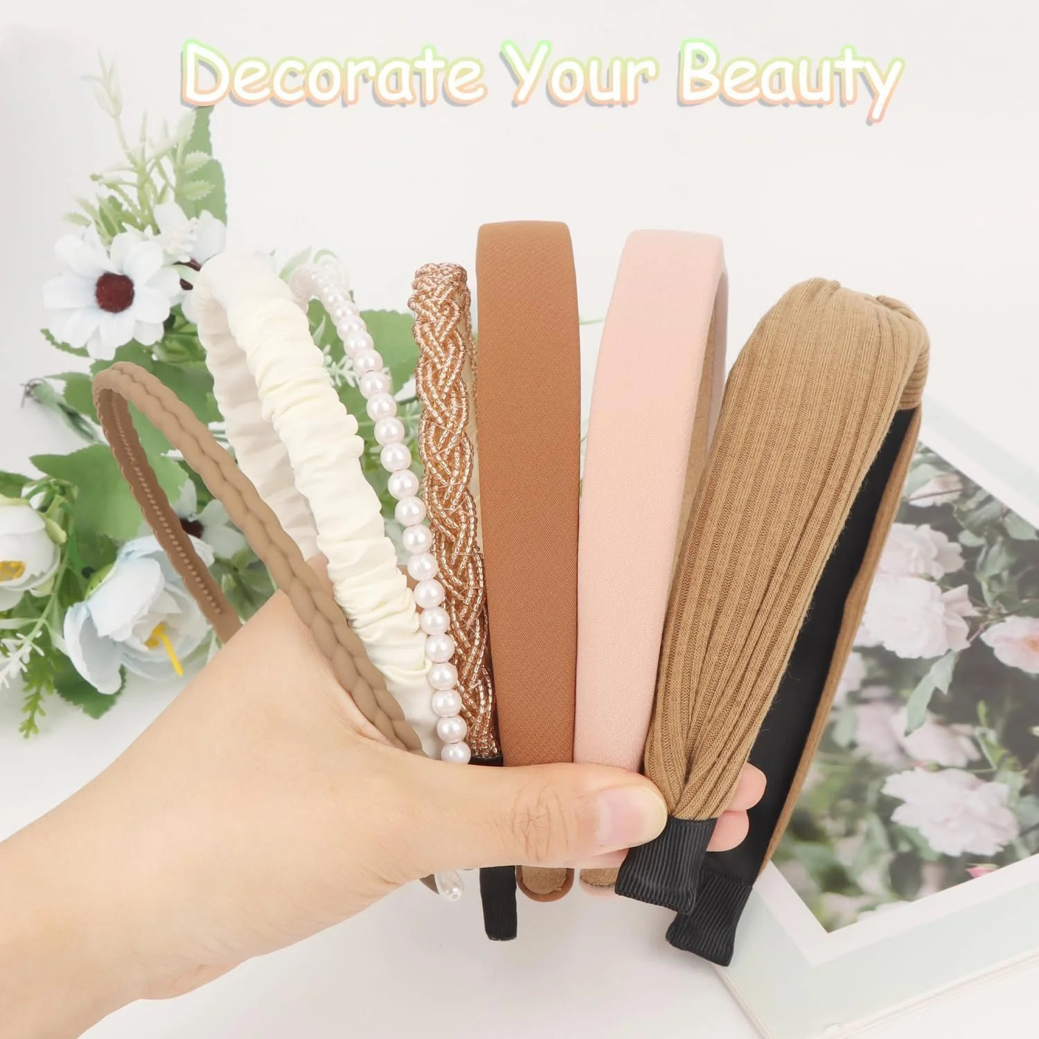 Набір жіночих коричневих обручів для волосся, фото №2