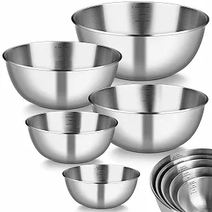Купити Набір мисок для змішування 5 розмірів 0,7 л – 3,5 л, нержавіюча сталь - Фото 1 Набір мисок для змішування 5 розмірів 0,7 л – 3,5 л, нержавіюча сталь - Фото 1