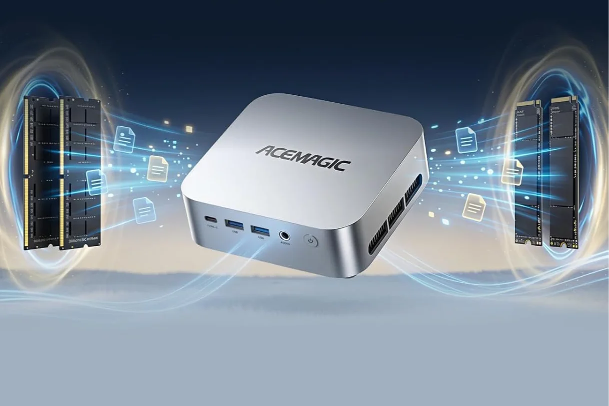 Міні ПК ACEMAGICIAN T8 Plus / Intel N100 / RAM 16GB / SSD 1TB / 3 x HDMI / 2 x LAN / Wi-Fi / Bluetooth / Windows 11 / Сріблястий, фото №3