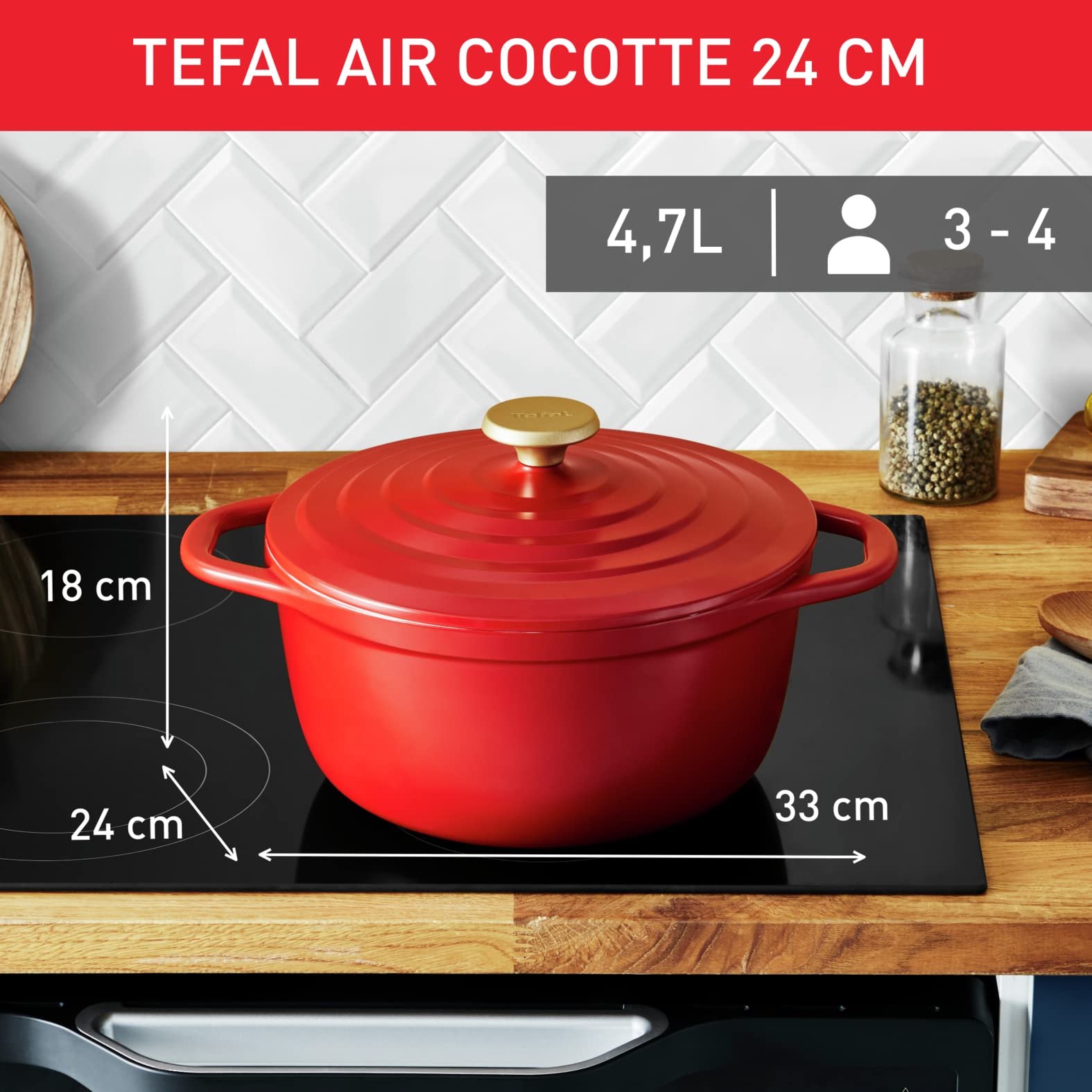 Гусятниця для випікання Tefal Air E2554604 кругла антипригарна індукційна лита алюмінієва з кришкою Сіра, фото №2