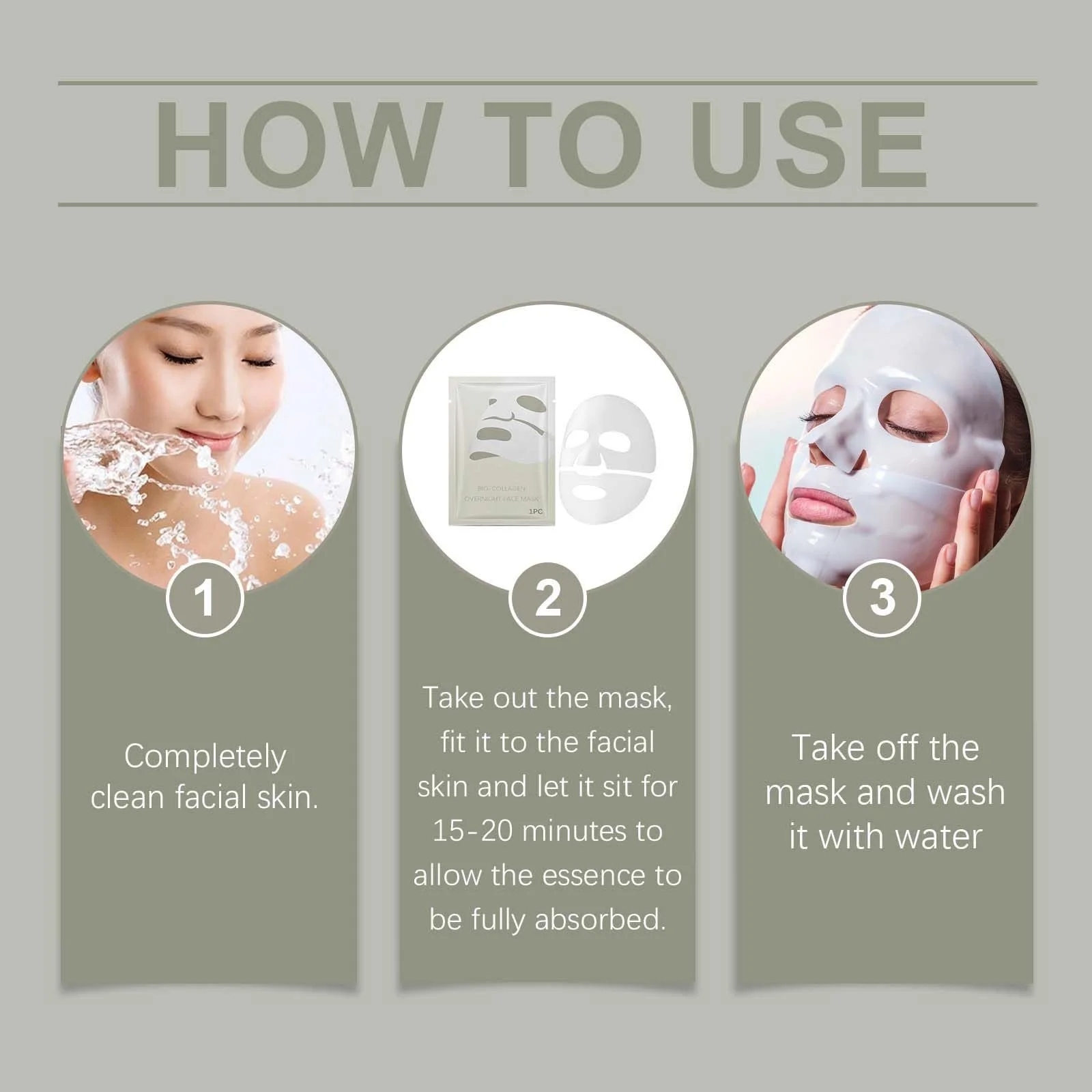 Маска Luuma Collagen, Нічна маска з колагеном, Зволожуюча нічна маска для обличчя (8 штук), фото №9