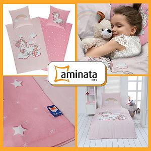 Постільна білизна Aminata kids Єдиноріг 135 x 200 см, 80 x 80 см, бавовняна, рожева, з блискавкою YKK, двостороння, з малюнком єдинорога, коні synthetic.ua - Фото 1