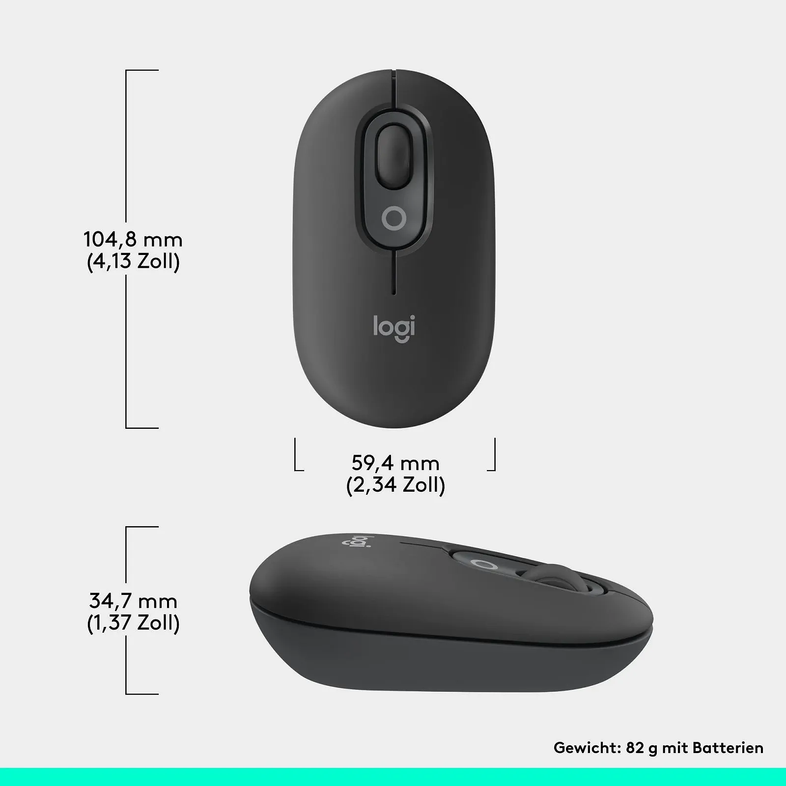 Мышь Logitech POP Беспроводная Bluetooth Компактная Мобильная с Программируемыми Кнопками и Тихими Щелчками, Graphite, фото №10