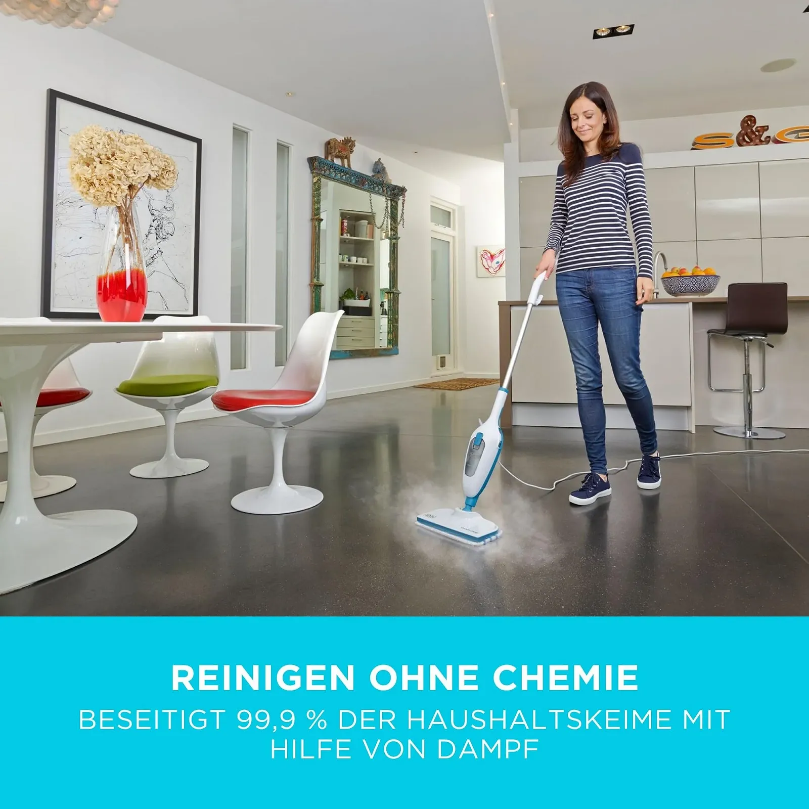 Паровая швабра BLACK+DECKER White / Blue, фото №2