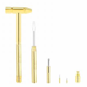 Мініатюрний молоток і набір викруток 6-в-1 для годинників золото - Фото 1