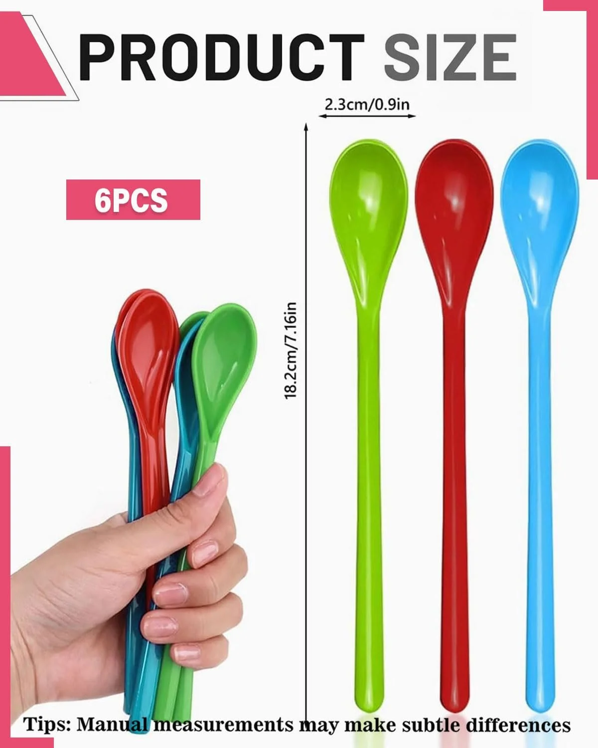 Набір пластикових ложок, 6 штук, різнокольорові, фото №2 Набір пластикових ложок, 6 штук, різнокольорові, фото №2
