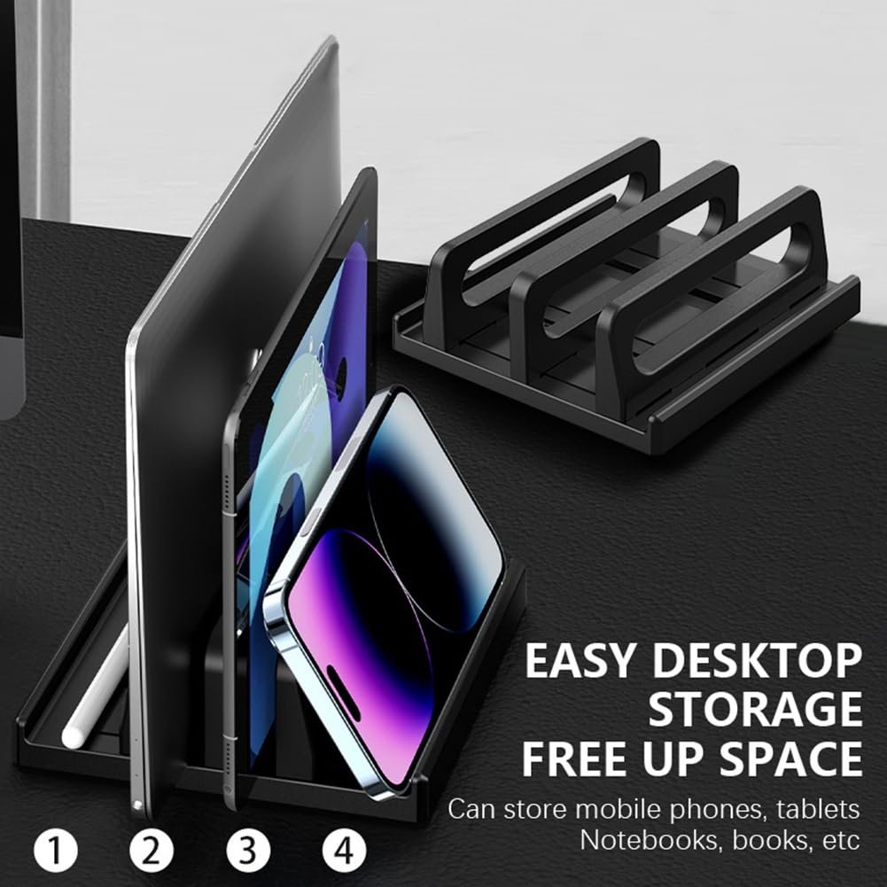Подставка для ноутбука вертикальная Anti-slip 4 в 1 Dual Slot регулируемая ABS пластик для планшетов телефонов электронных книг для настольного хранения, фото №4 Подставка для ноутбука вертикальная Anti-slip 4 в 1 Dual Slot регулируемая ABS пластик для планшетов телефонов электронных книг для настольного хранения, фото №4