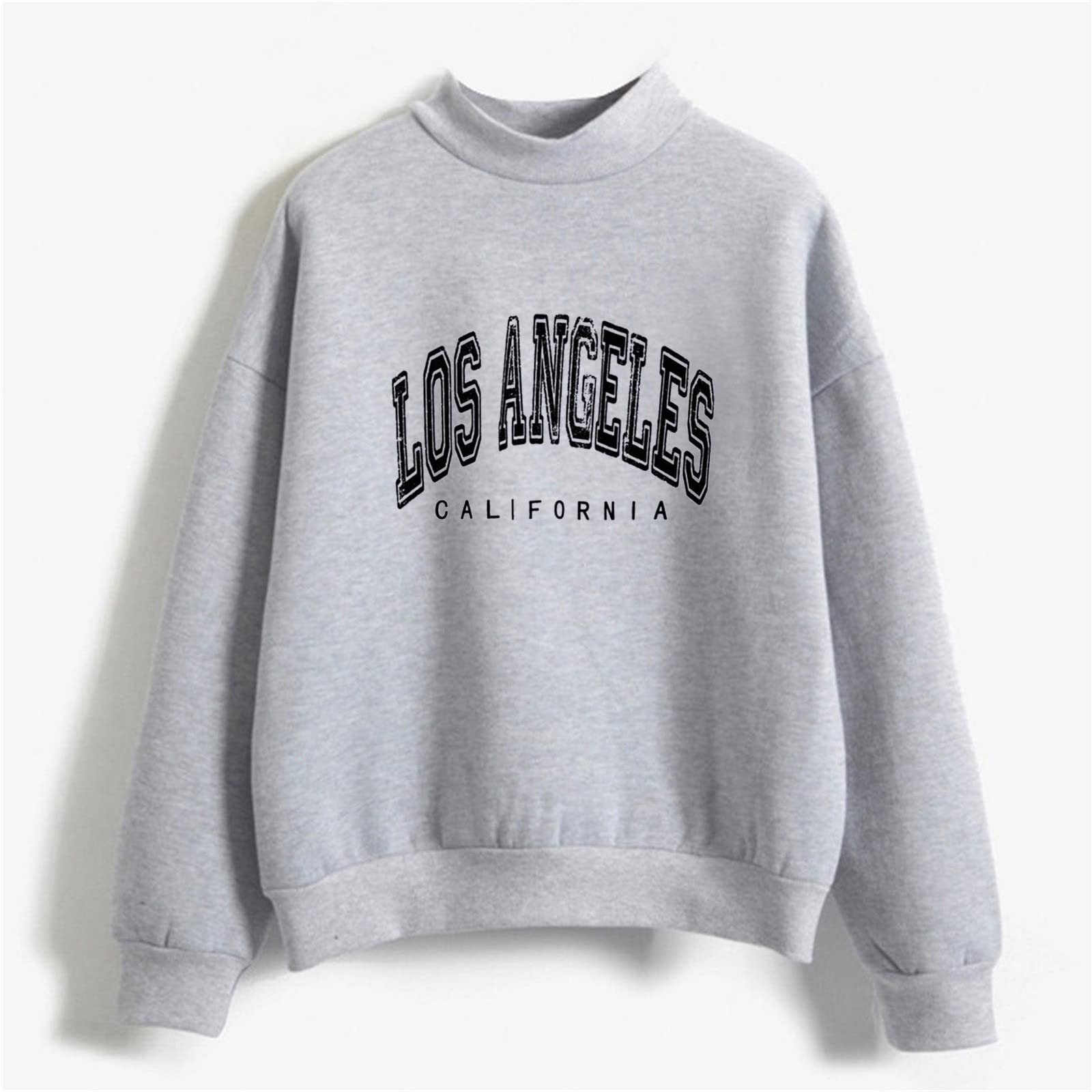 Женский свитшот с принтом Los Angeles, Калифорния, круглый вырез, топ в стиле колледжа, длинный рукав, Backwoods, графическое худи, воротник-стойка, однотонный, с буквенным принтом, свободный крой, фото №2