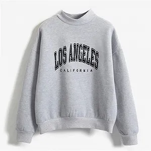 Женский свитшот с принтом Los Angeles, Калифорния, круглый вырез, топ в стиле колледжа, длинный рукав, Backwoods, графическое худи, воротник-стойка, однотонный, с буквенным принтом, свободный крой synthetic.ua - Фото 1