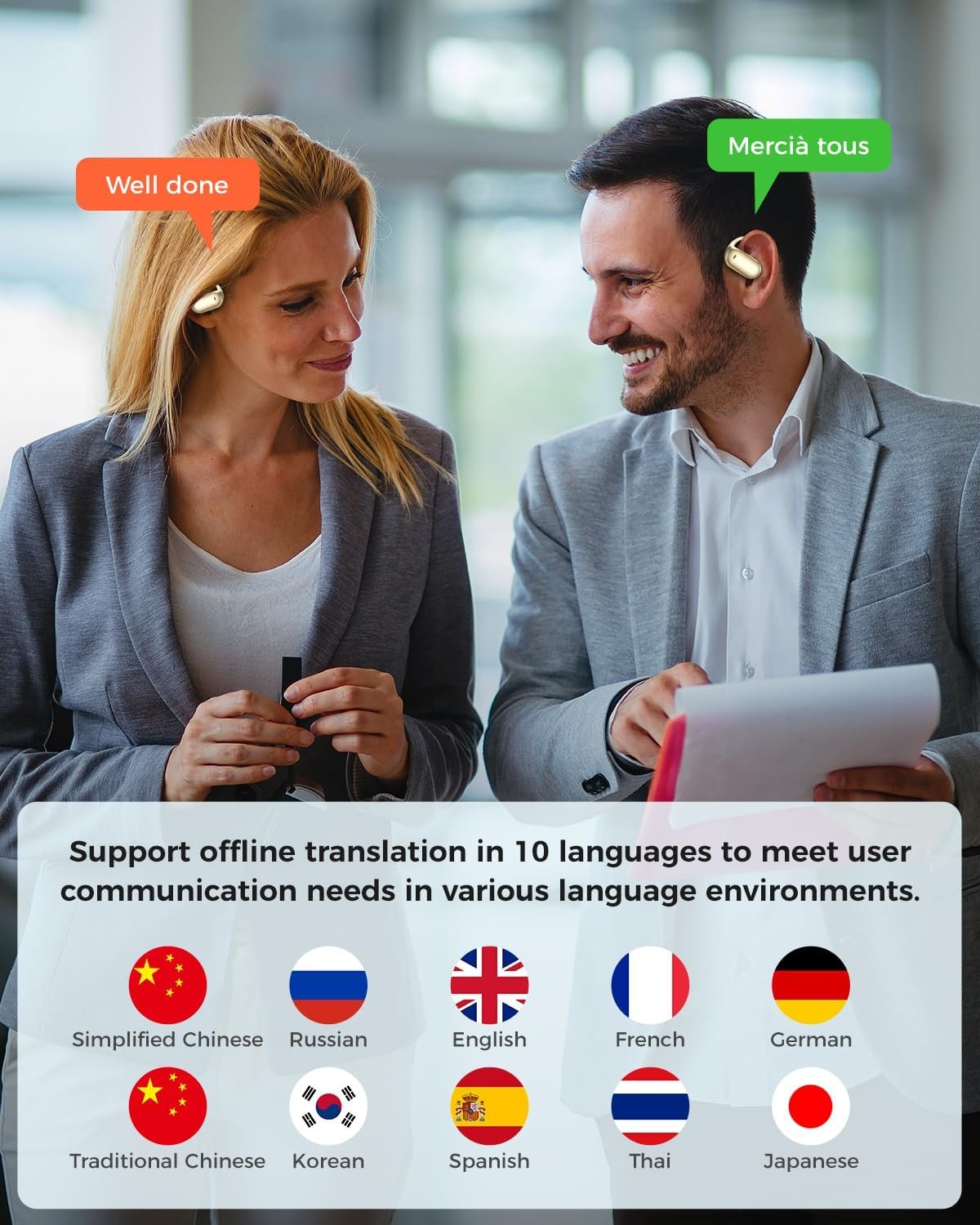 Навушники-перекладачі AI Voice: 3 в 1 в реальному часі 150 мовами та перекладом 10 мовами в режимі офлайн, фото №7 Навушники-перекладачі AI Voice: 3 в 1 в реальному часі 150 мовами та перекладом 10 мовами в режимі офлайн, фото №7