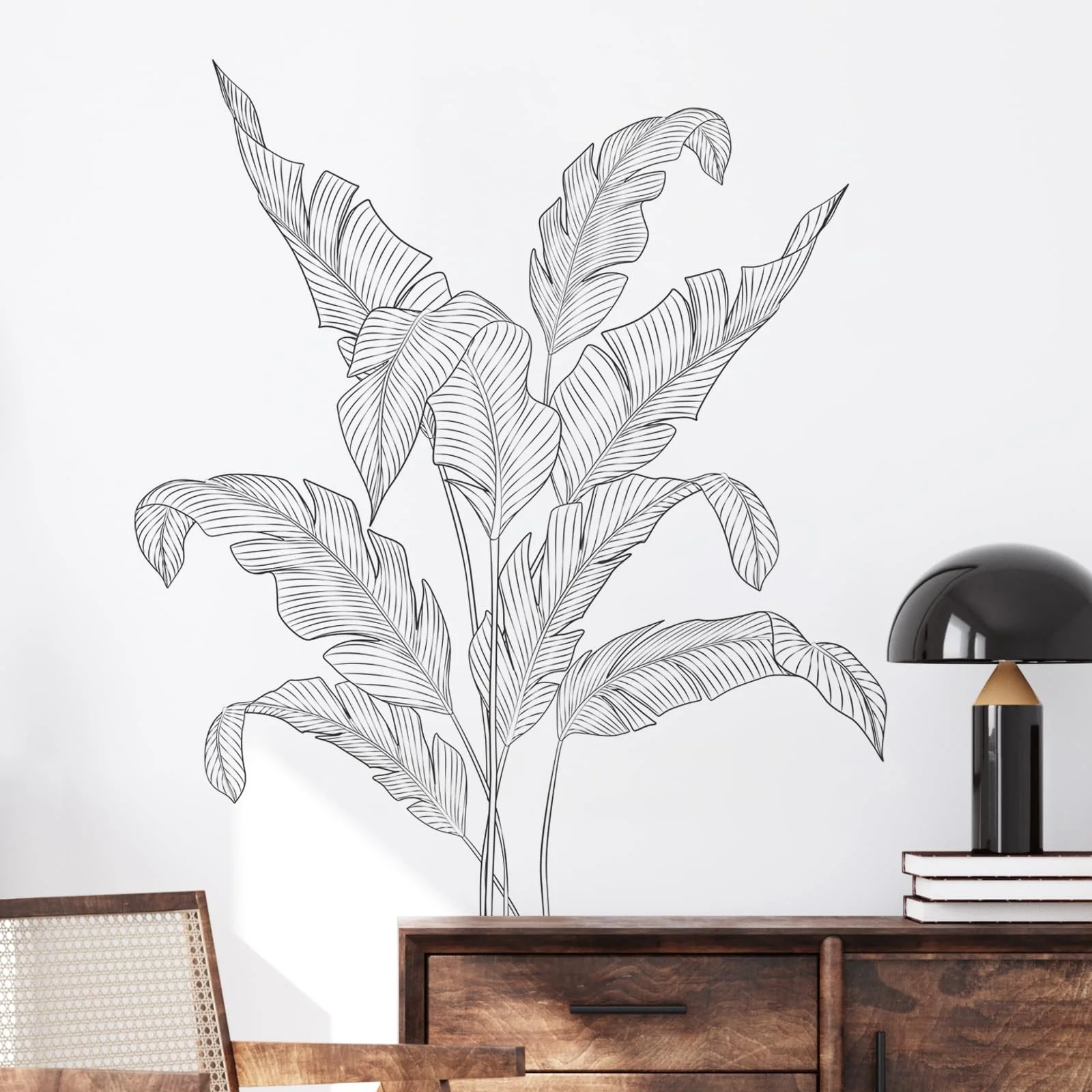 Наклейка на стіну Supzone Tropical Plants Palm Leaves 82 x 97 см Чорна, фото №3