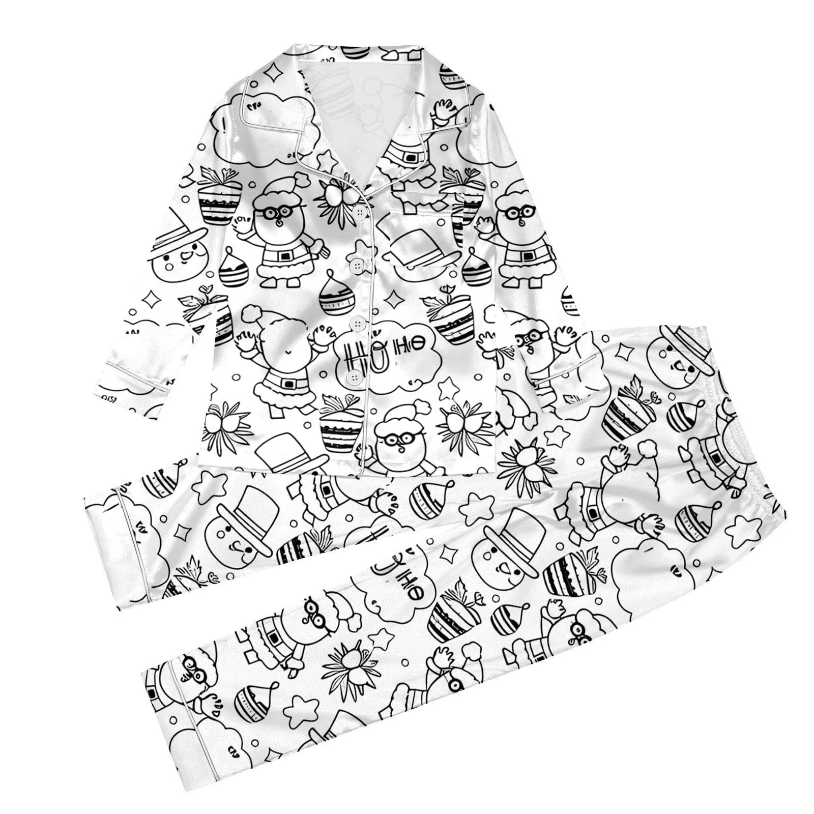 Дитяча піжама для розмальовування Комплект домашнього одягу з двох предметів Мультяшний зимовий принт, фото №6 Дитяча піжама для розмальовування Комплект домашнього одягу з двох предметів Мультяшний зимовий принт, фото №6