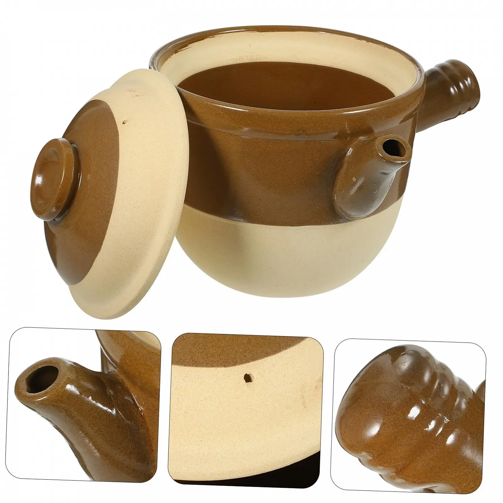 Глиняный горшок VANZACK 2 л керамический медицинский для приготовления и тушения с теплоизоляционной ручкой, фото №9