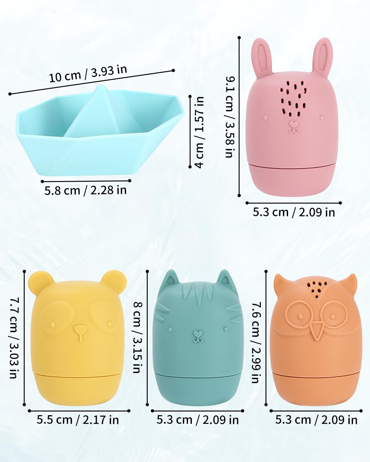 Набір з 8 силіконових тварин для ванни, фото №7